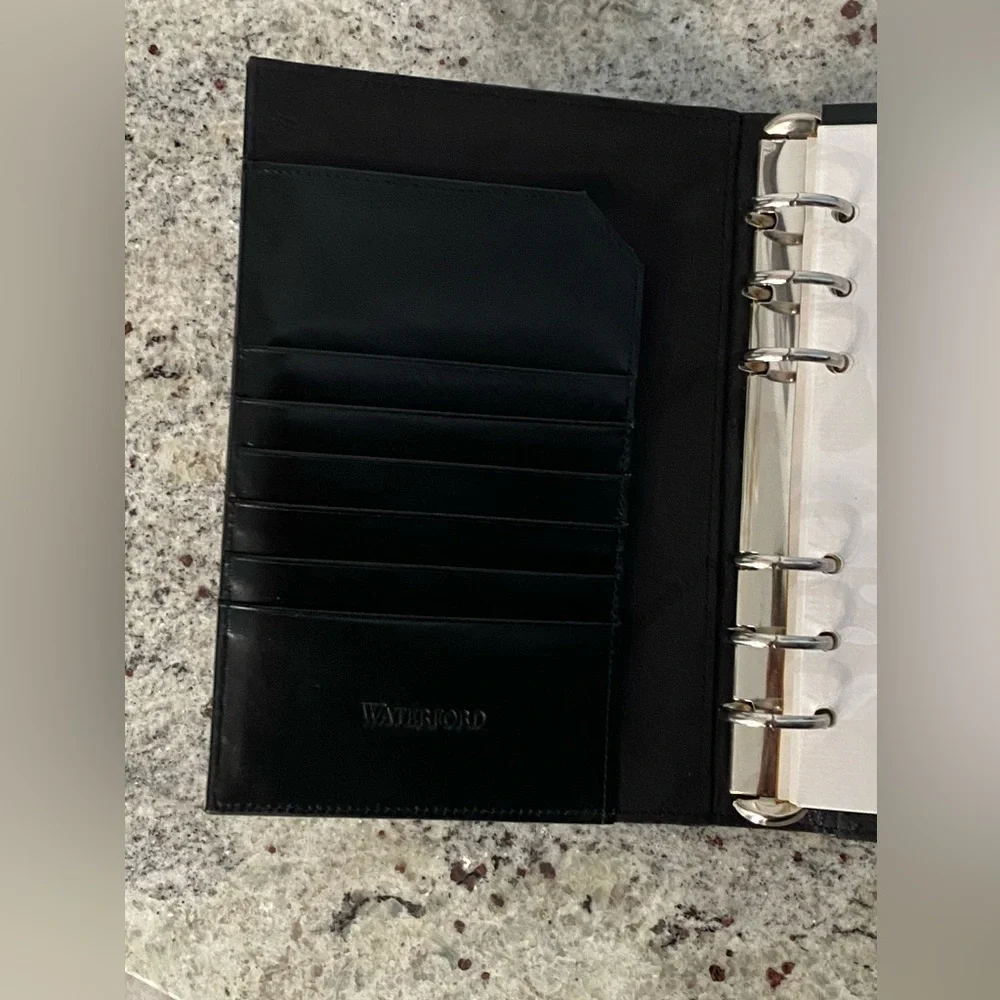 Waterford black leather refillable agenda book